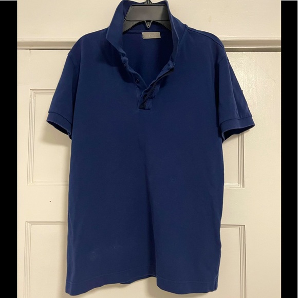Fair Condition Men‘s Christian Dior Polo Shirt With CD Prints On Front Dark Navy - Picture 1 of 13
